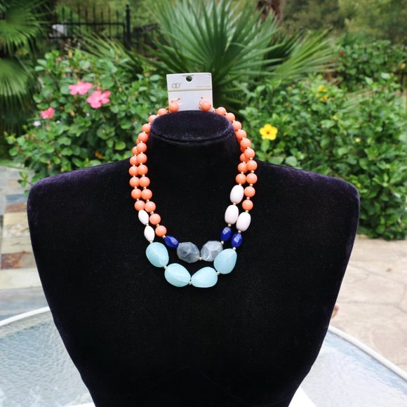 Chunky Boho Multi Strand Statement Necklace Set - Picture 2 of 6